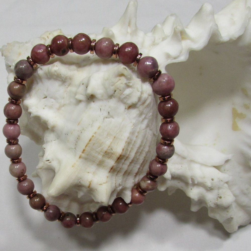 Natural Rhodonite Gemstone Bracelet 6mm
